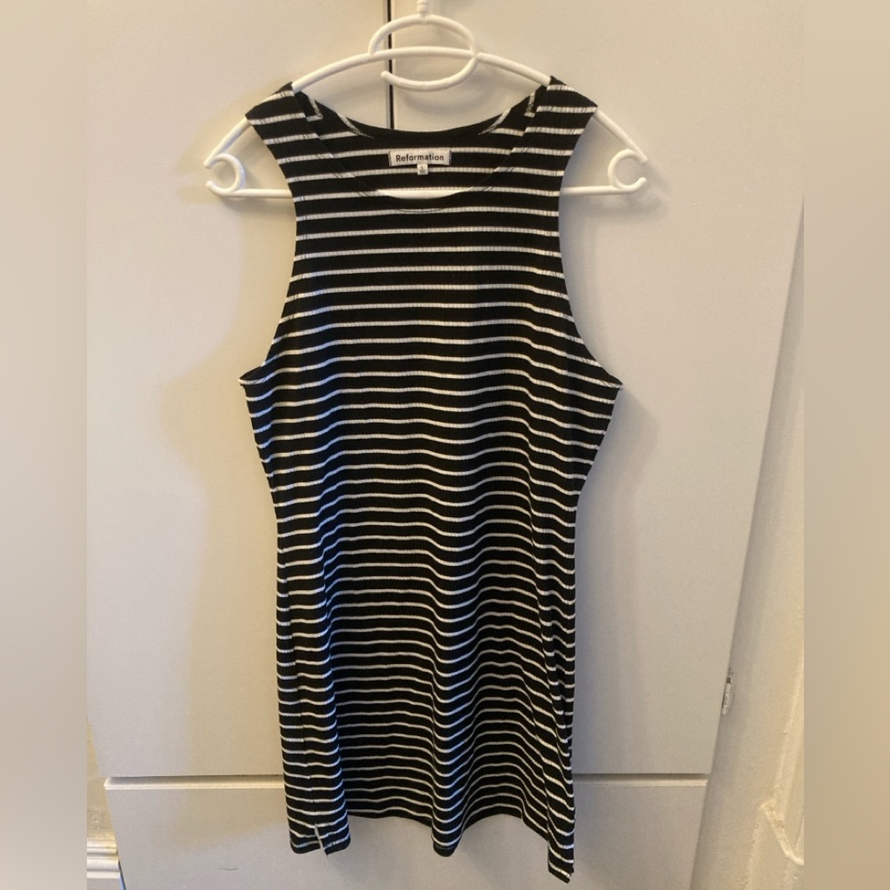 Reformation Striped Black and White Knit Dress